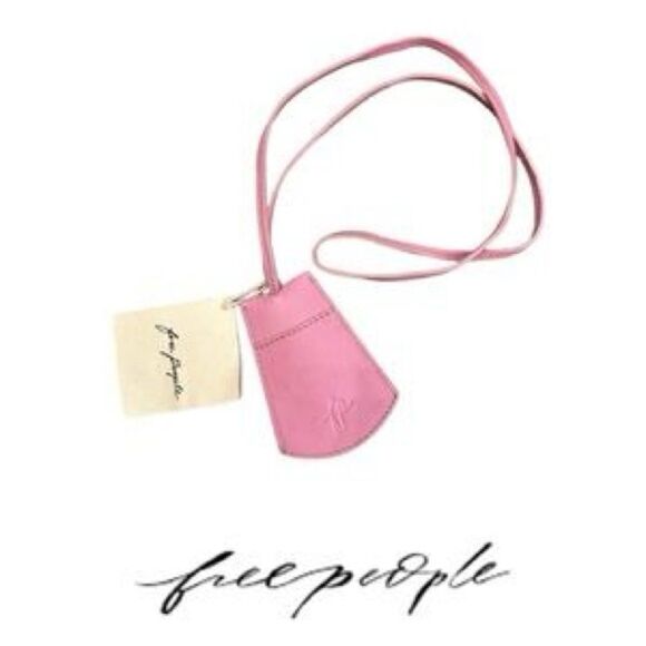 Free People Lock It Up Lanyard Keychain Pink Leather New With Tags - Picture 1 of 6